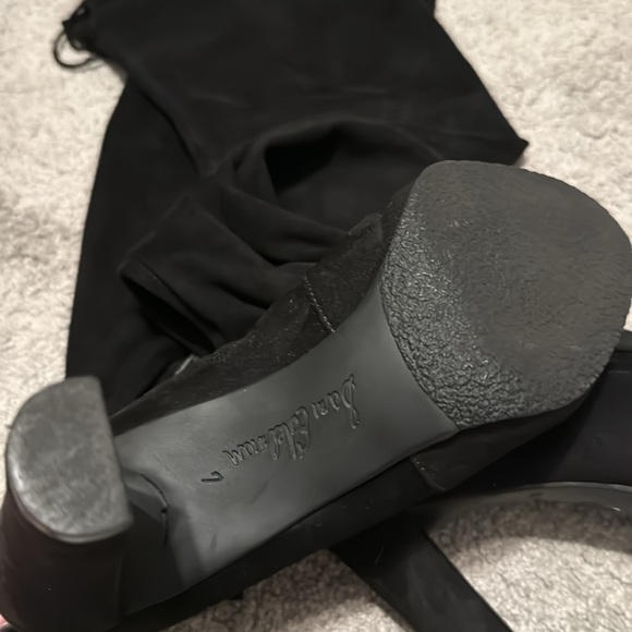 Sam Edelman Kent Faux Suede Thigh High Black Heeled Boots 7 - Picture 3 of 6